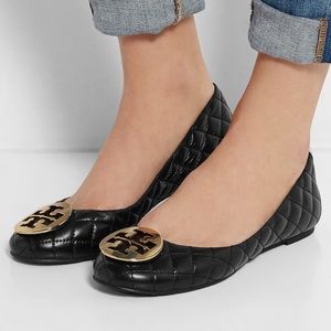 Women's Black Quinn Quilted Leather Ballet Flat